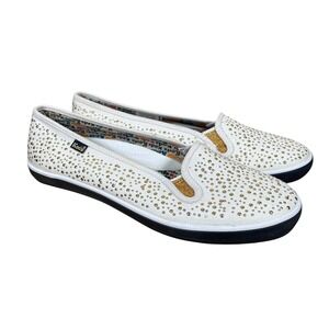 Keds Off White and Gold Slip On Loafer Flats Womens 9.5 Rhinestones WF27688M